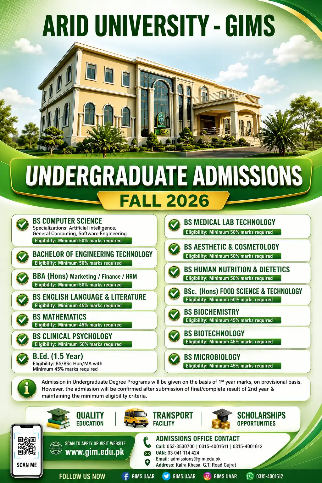 Admission are Open for Fall 2026